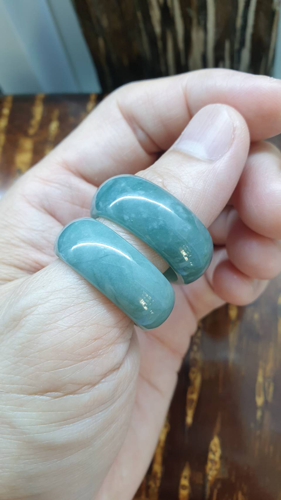 Lavender Blue Jade Plus-Size Rings 14-15 US - Type A Natural Jadeite