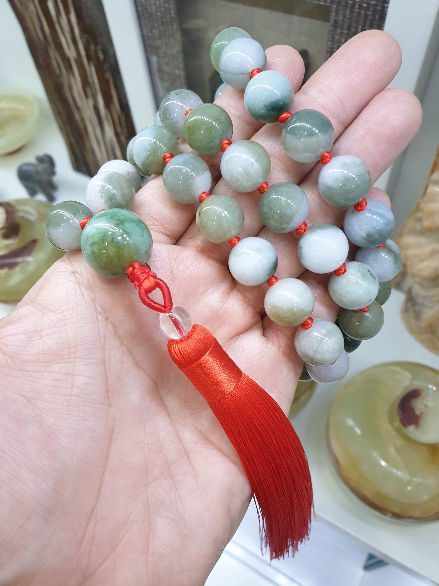 Jade Japa Mala | Two-toned Jadeite Beads - Type A | Handcrafted Meditation Beads