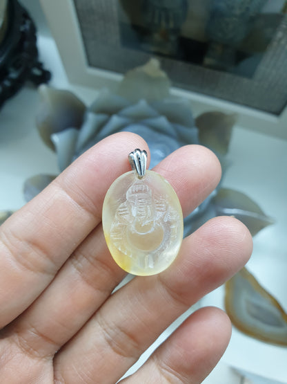 Ganesha Pendant | Natural Quartz | Authentic Sterling Silver