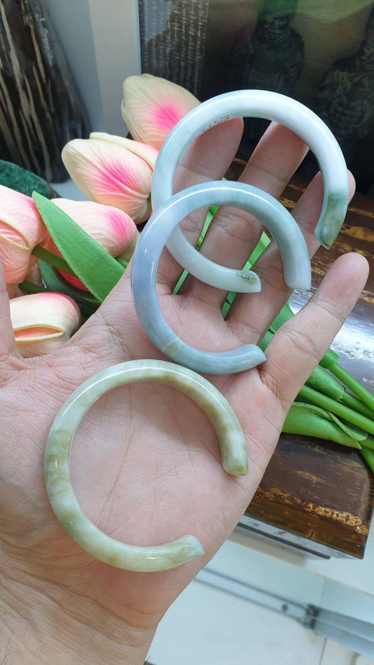 Jade Cuff Bangles (Selections, Size 51 to 53) | Authentic, Type A Jadeite | Vintage Wrist Accessory
