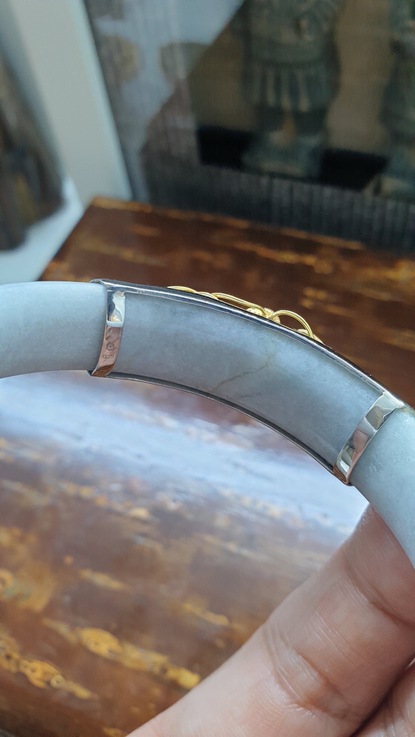 Une Rose Lavender Jade Bangle (S 57 - 58) | Fei Cui Type A Jadeite & Sterling Silver | Statement Wrist Accessory