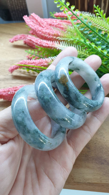 Kiddie Size Jade Bangle S39.5 S41.5 Type A Myanmar Jadeite Green Moss Misty
