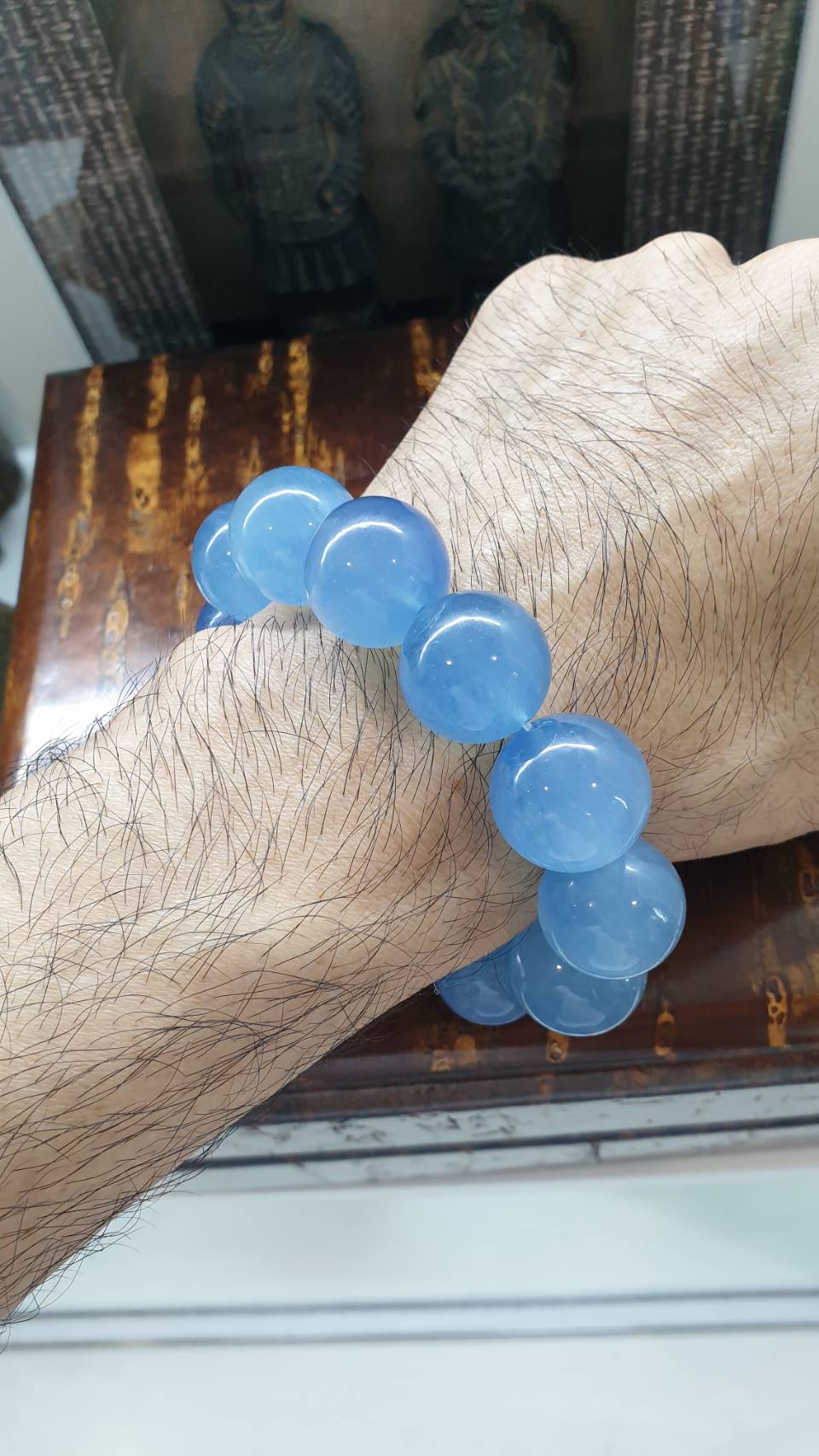 Aquamarine Bracelet (18 cm) | Natural Stone Beads | His or Hers Statement Wrist Accessory