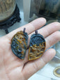 Dragon & Phoenix Paired Pendants | Natural Tiger's Eye Stone | Handwoven Thread Bail