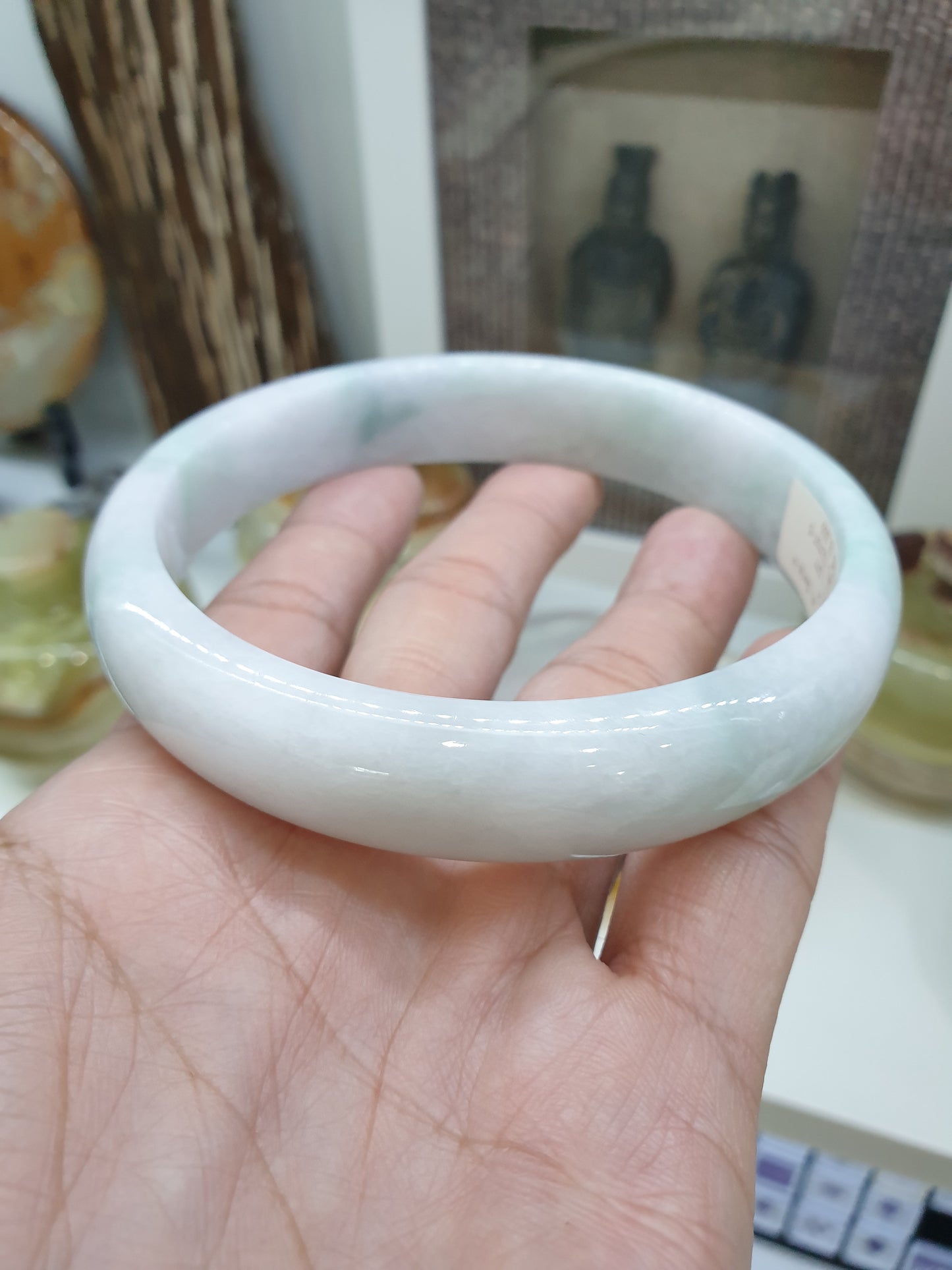 Plus Size White Jade Bangle (Size 78 - 79) (Selection) | Type A Jadeite Vintage Bracelet