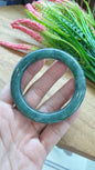 Jade Cylindrical Bangle S55.8 Fei Cui Green Type A Myanmar Jadeite Two Tone