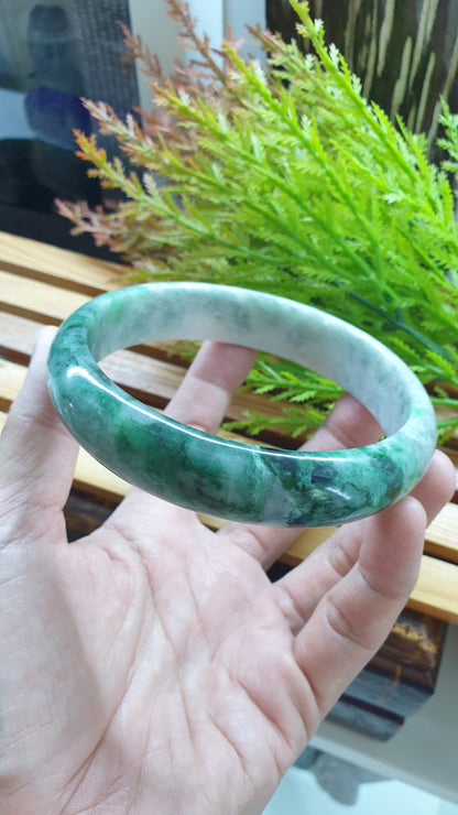 Plus Size Jade Bangle S82.8 Vibrant Green Fei Cui Type A Myanmar Jadeite