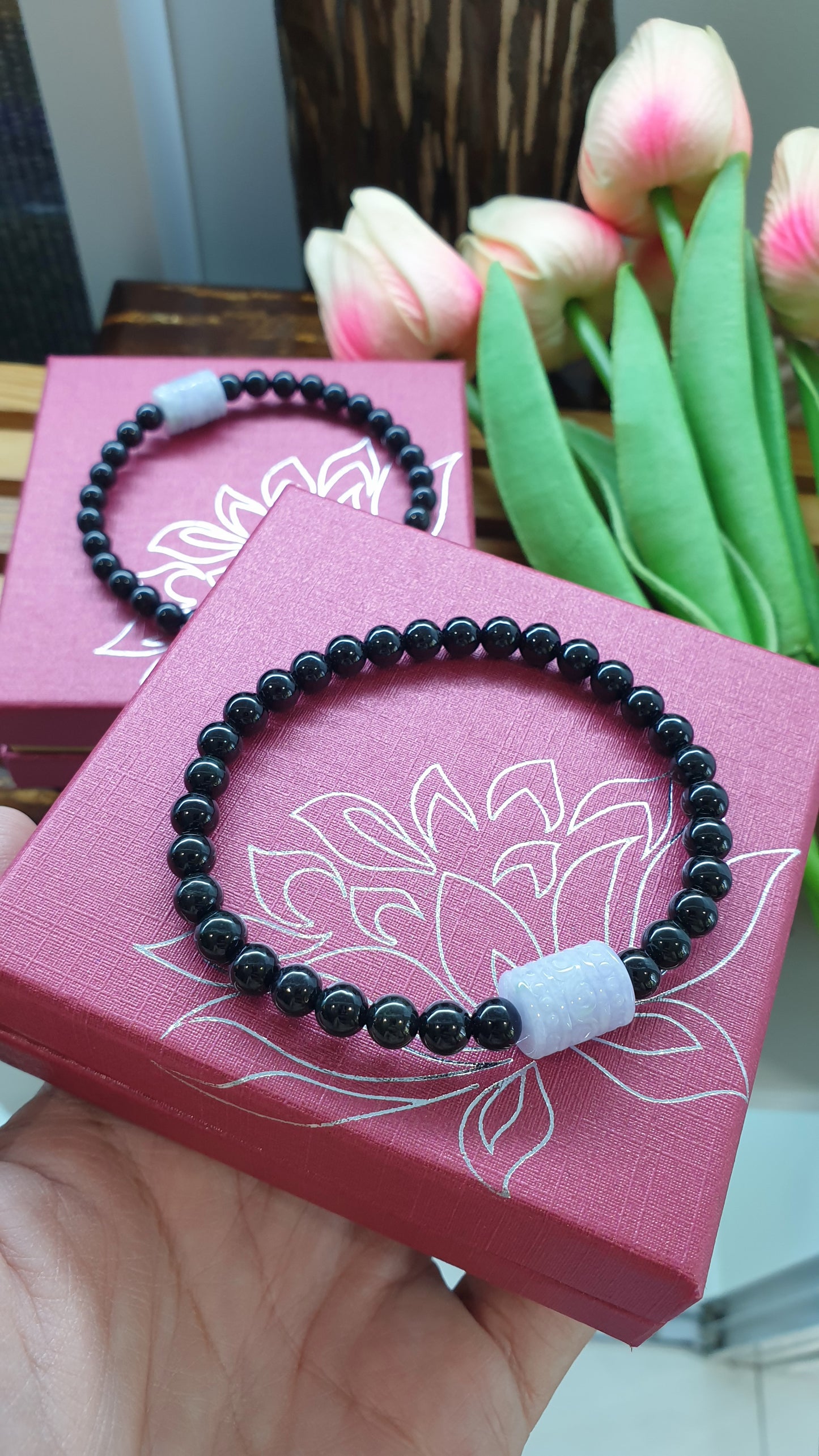 Black Jade Wish Fulfilling Bracelet 17cm Lavender Jade Ru Yi Charm Natural Jadeite