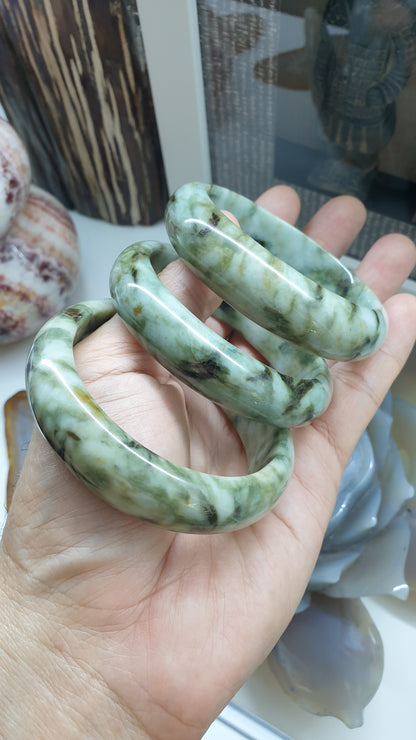 Hok Lok Siew Jade Bangle (S 57 - 58)(Selection) | Type A Natural Jadeite | Lucky Charm Wrist Candy for Her