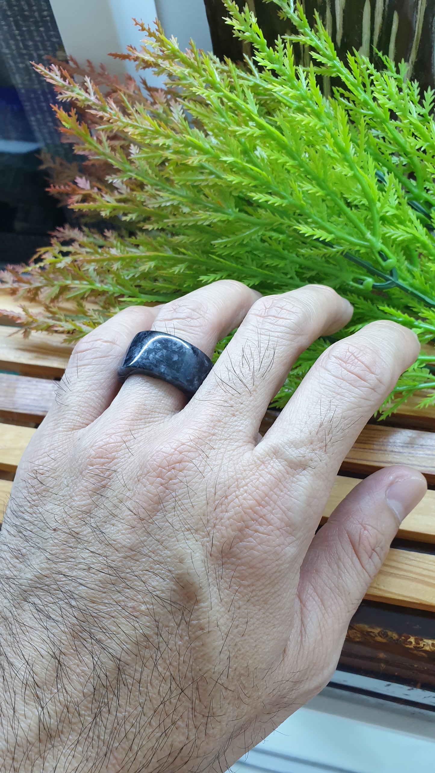 Black Jade Pipe Rings 8.5US Natural Myanmar Jadeite Type A
