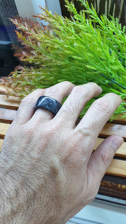Black Jade Pipe Rings 8.5US Natural Myanmar Jadeite Type A