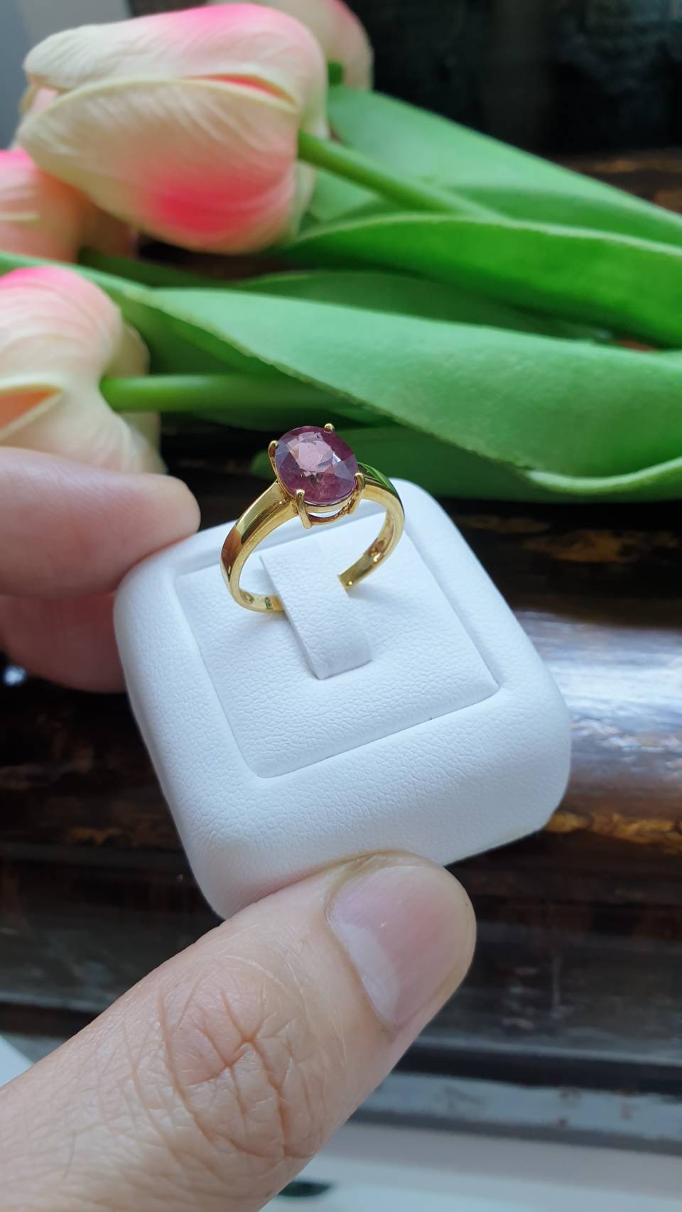 Pink Sapphire & 14K Gold Ring (7 US) | Solid Gold | Giftable🎁 Lady's Ring