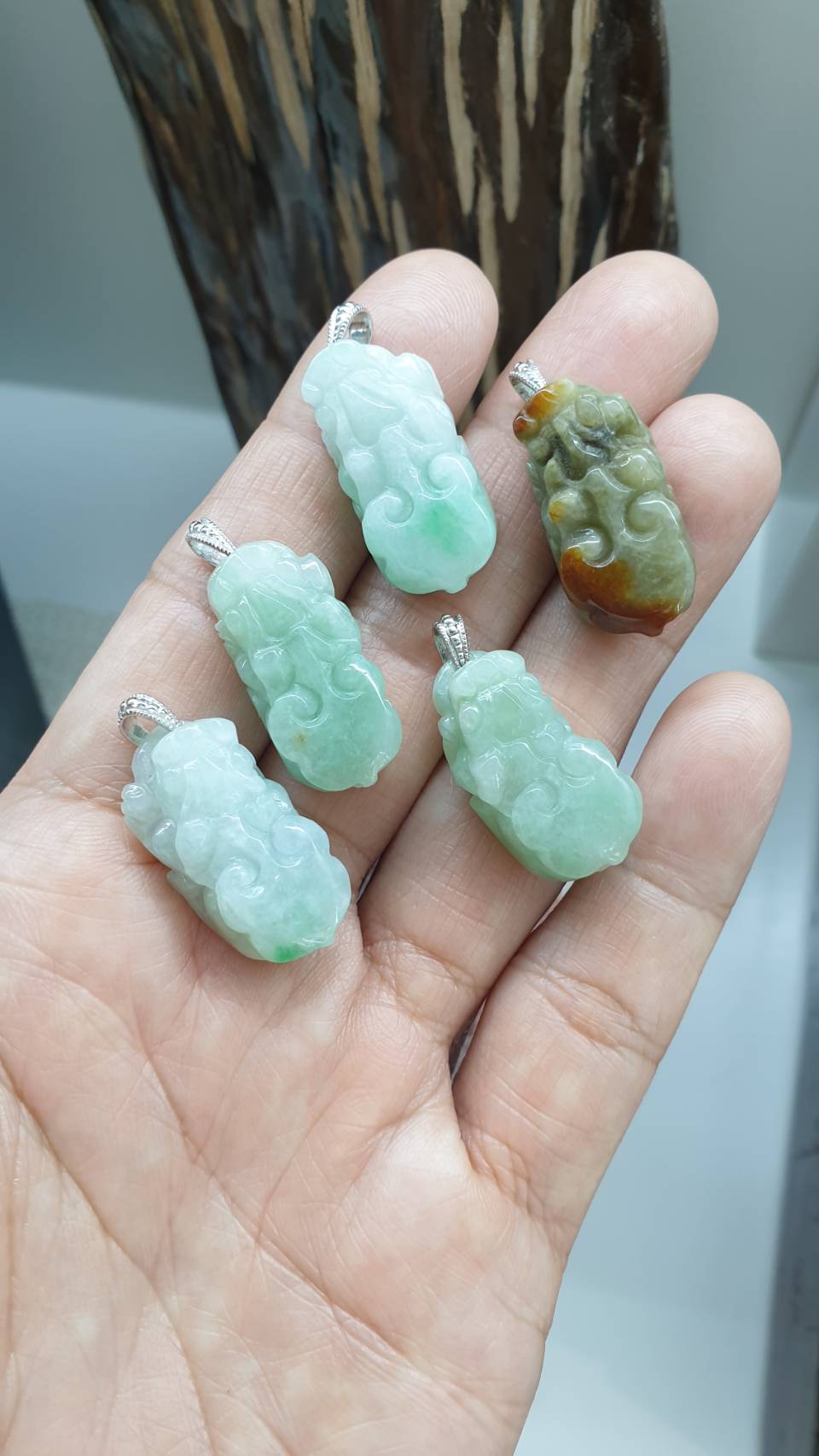 Jade Pixiu Pendant (Selection) | Type A Natural Jadeite | Sterling Silver Bail