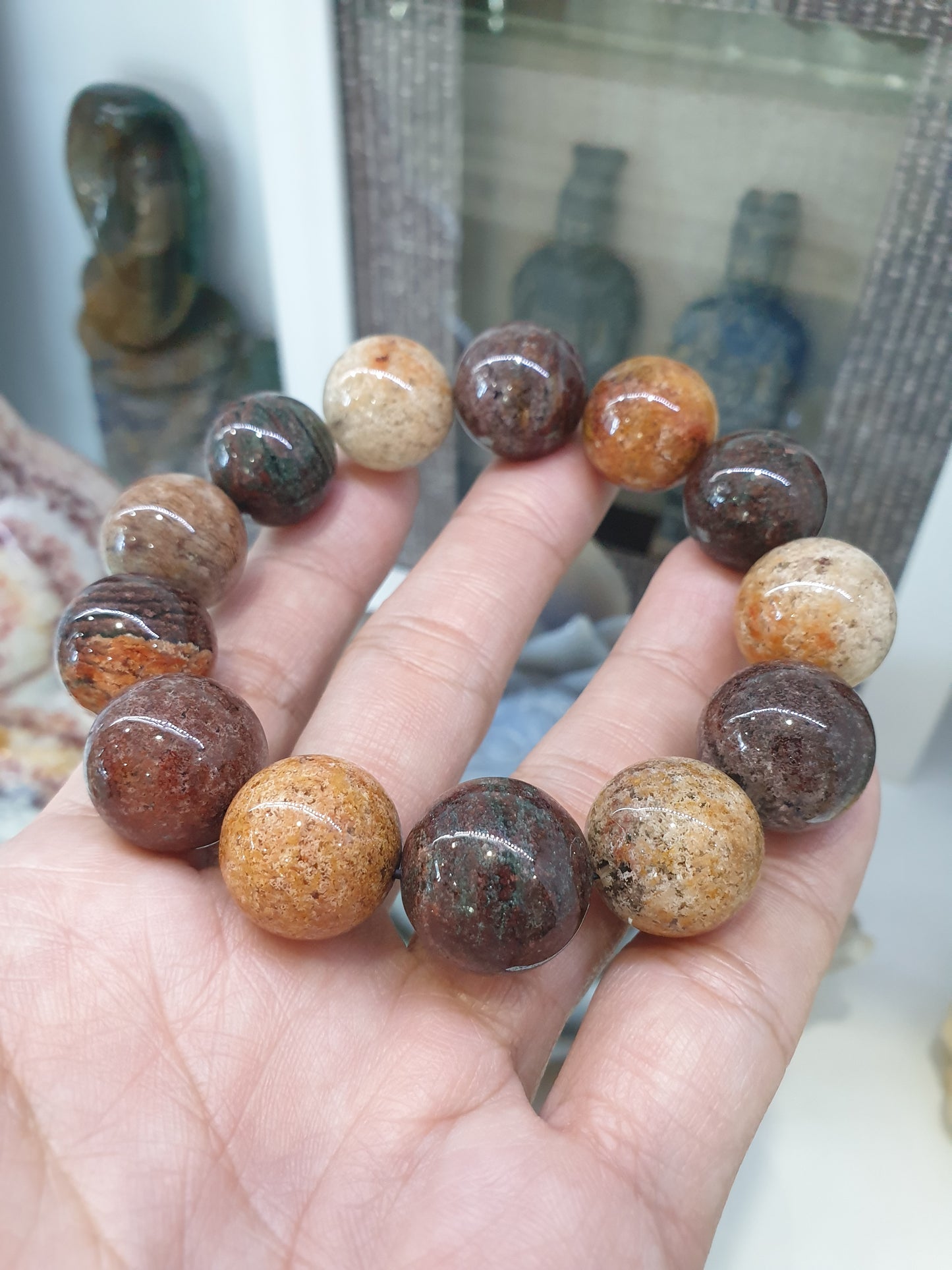 Garden Quartz Dream Bracelet 18 cm - Natural Semiprecious Stone 17.5 mm Beads