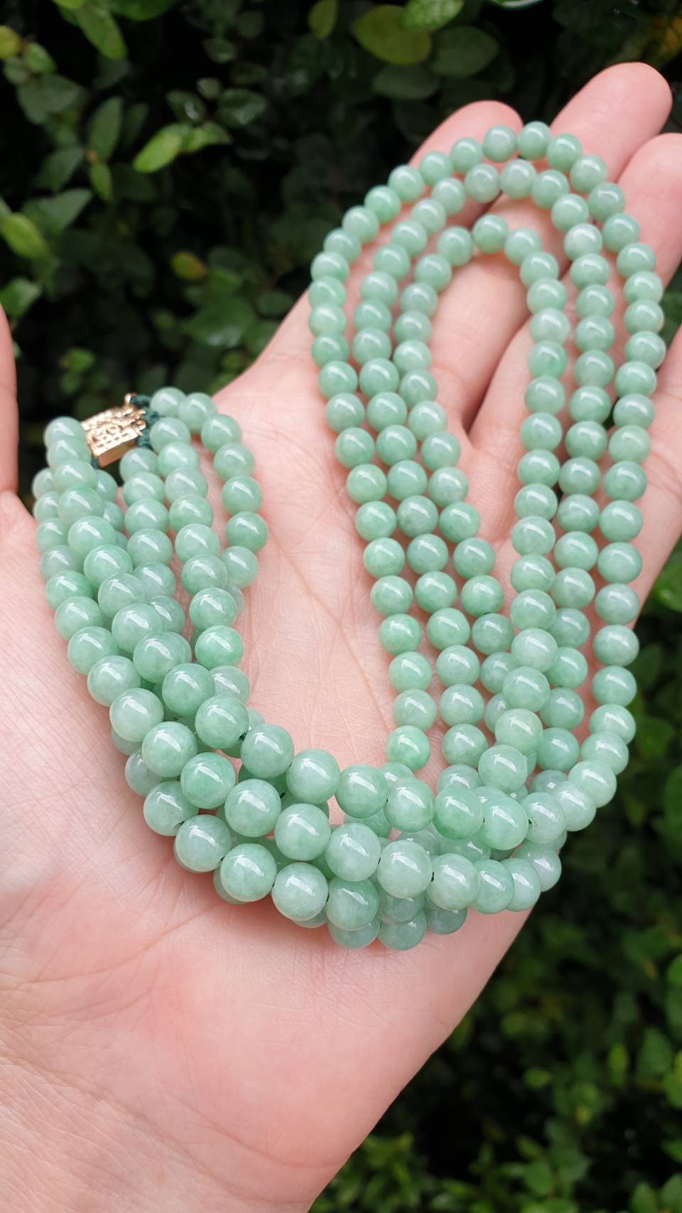 Multi-strand Jade Necklace 16-20inch Pastel Green Type A Myanmar Jadeite