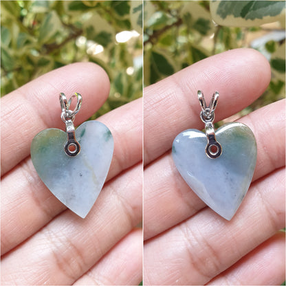 Jade Heart Pendant (Selection) | Fei Cui - Type A Jadeite | Sterling Silver
