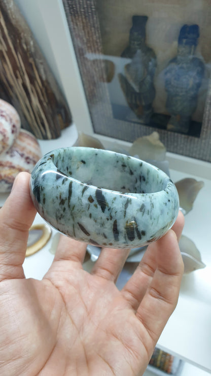 Celestial Blue Jade Domed Bangle - Type A Natural Jadeite