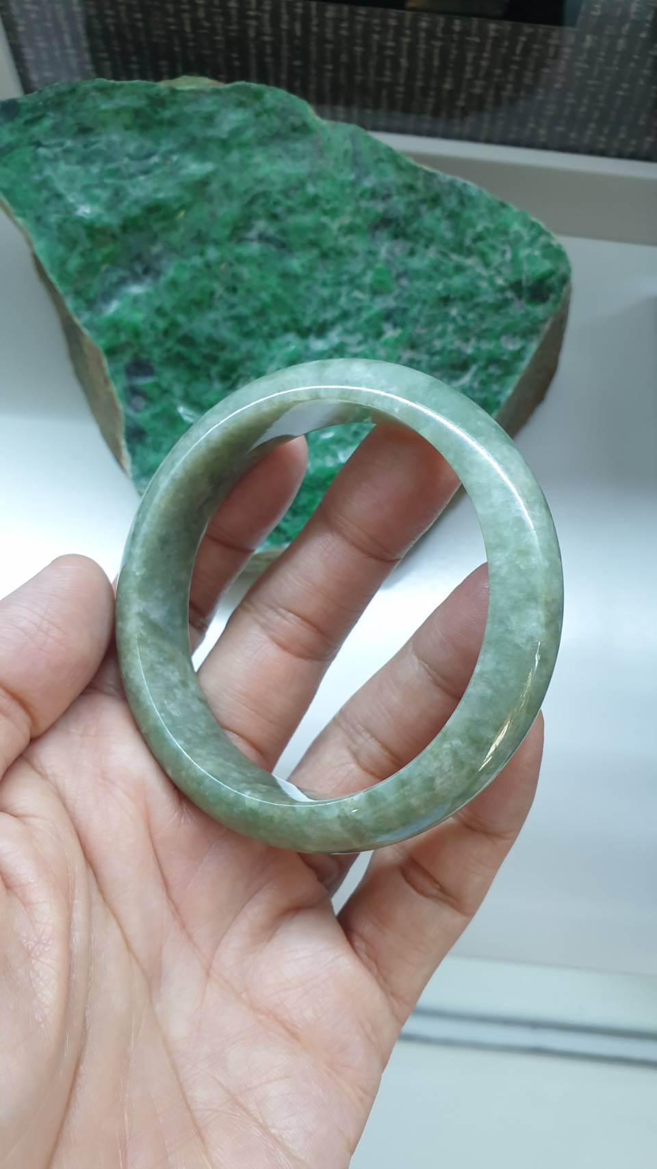 Jade Everyday Bangle S59 Type A Velvety Green Myanmar Natural Jadeite