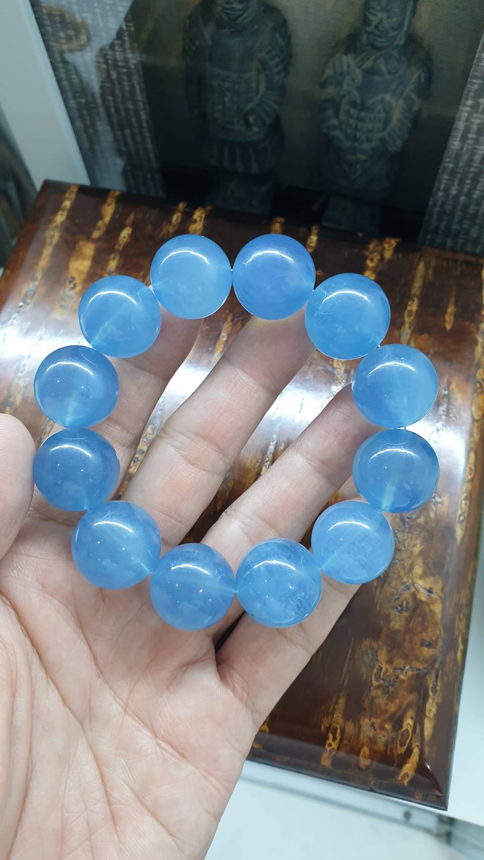Aquamarine Bracelet (18 cm) | Natural Stone Beads | His or Hers Statement Wrist Accessory