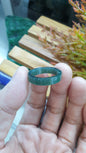 Type A Natural Snowflake Blue Jadeite Square Edge Ring US9.25 to 10.75