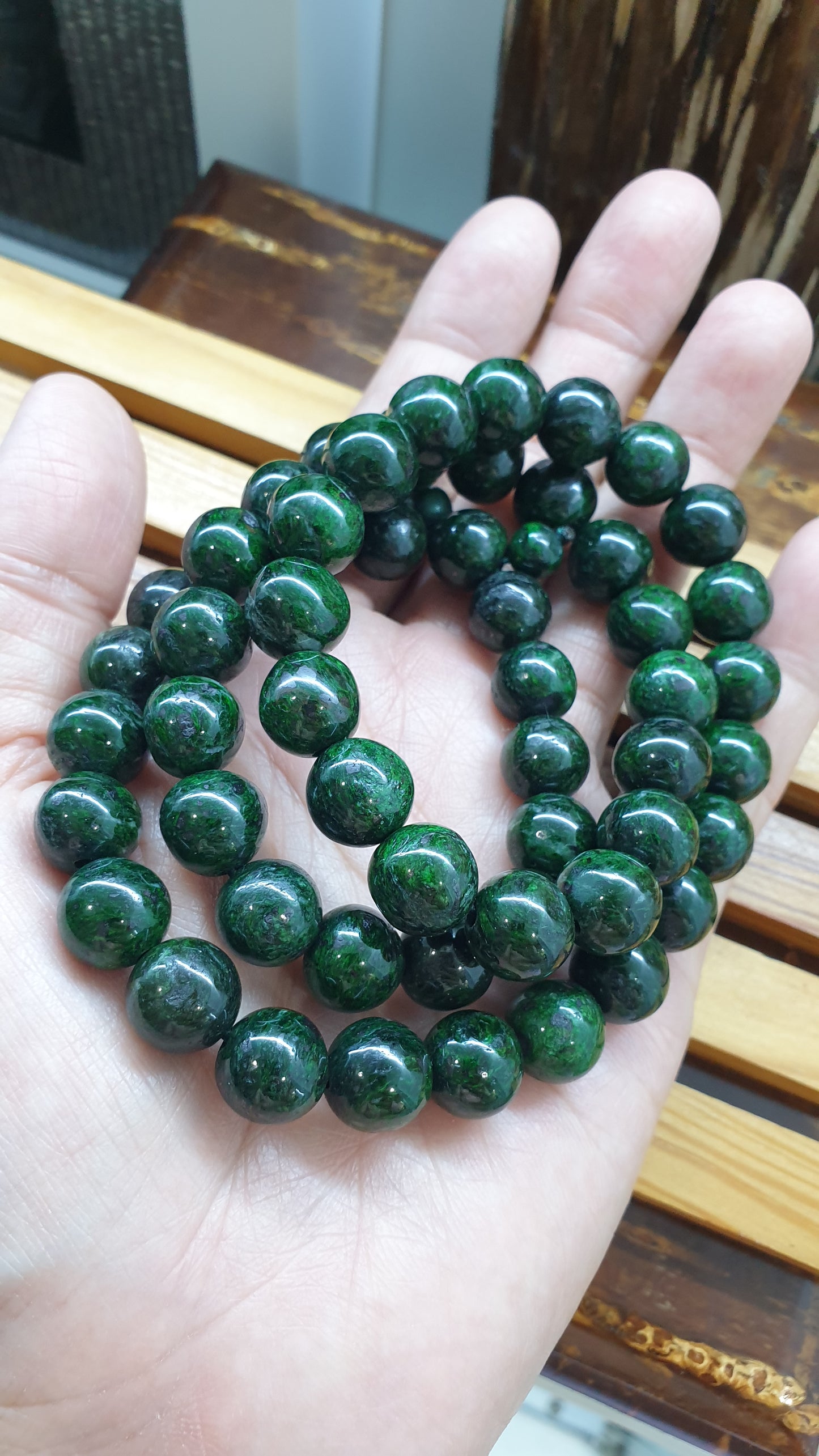 Mawsitsit Handmade Beads Necklace 24inch Fei Cui Type A from Myanmar