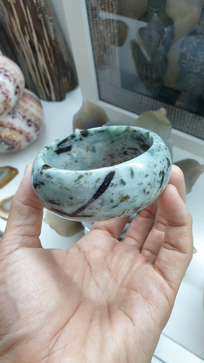 Jade Tortoise Bangle S64 Natural Cyan Blue Authentic Type A Jadeite