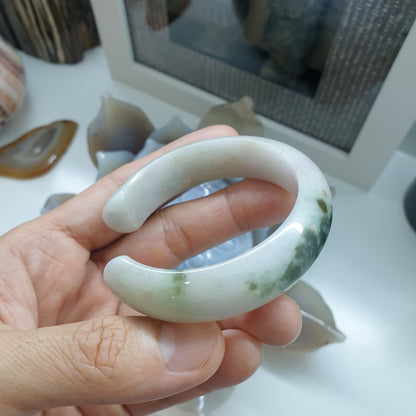 Jade Cuff Bangle Size 52 - 53 Type A - Natural Jadeite Smoky Green