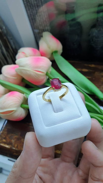 Ruby & 14K Gold Ring (6.5 US) | Solid Gold | Giftable🎁 Lady's Ring