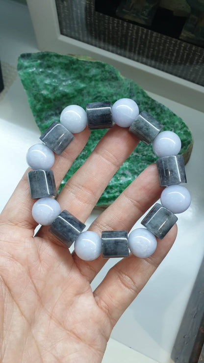 Avant Garde Jade Bracelet 17cm 2Tone Blend Type A Myanmar Jadeite