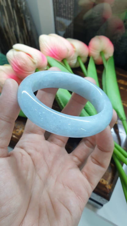 Aquamarine Bangle (Size 57 - 58) | Natural Stone Bracelet