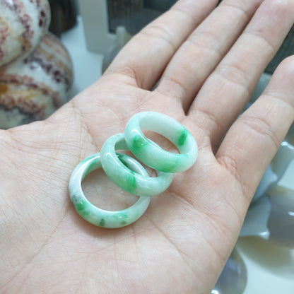 Moss in Snow Jade Rings (Various Sizes)|Type A Natural Jadeite