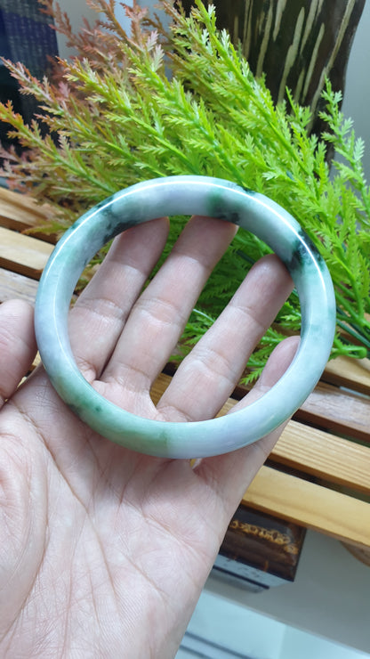 Plus Size Jade Bangle S76.5 Lavender Green Fei Cui Type A Myanmar Jadeite