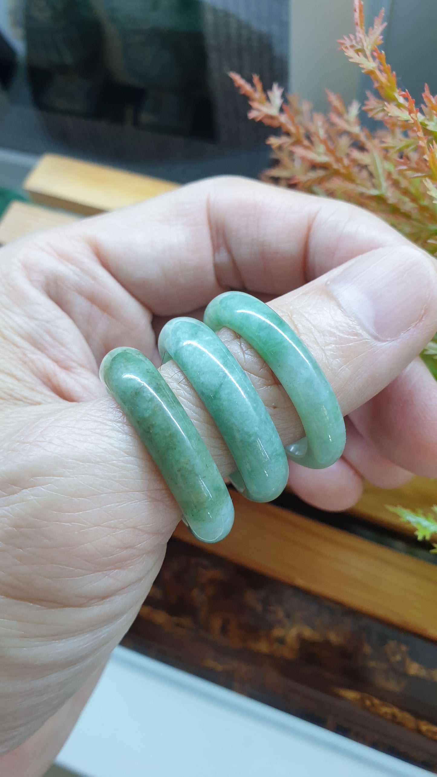 Plus Size Jade Rings 15US Natural Green Type A Myanmar Jadeite
