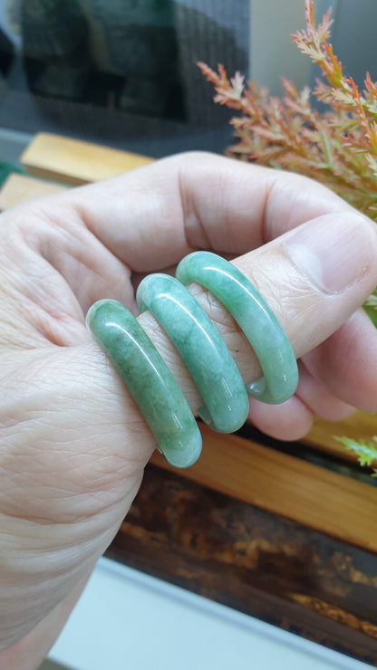 Plus Size Jade Rings 15US Natural Green Type A Myanmar Jadeite