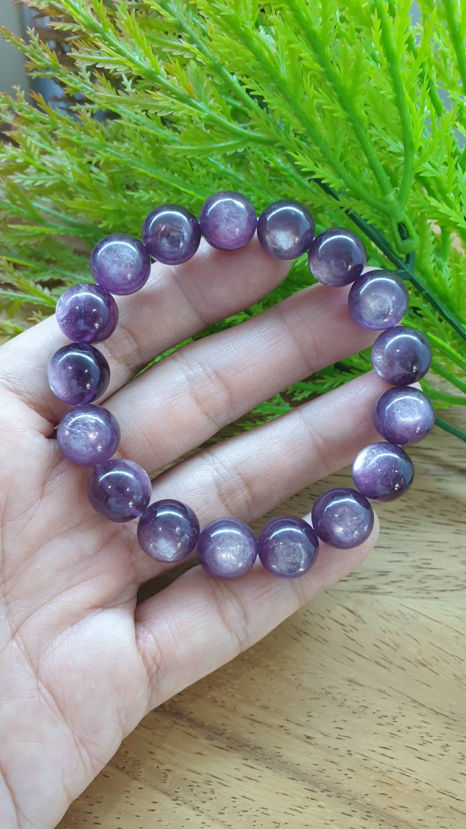 Lepidolite Bracelet 17cm Natural Semiprecious Stone Grape Purple Palette