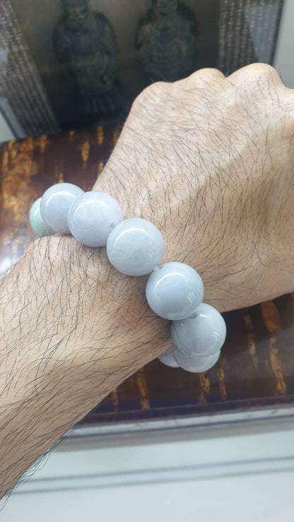 Large Beads Lavender Jade Bracelet (17 cm) | Fei Cui - Type A Jadeite 18 mm Beads | Statement Material Wrist Accessory