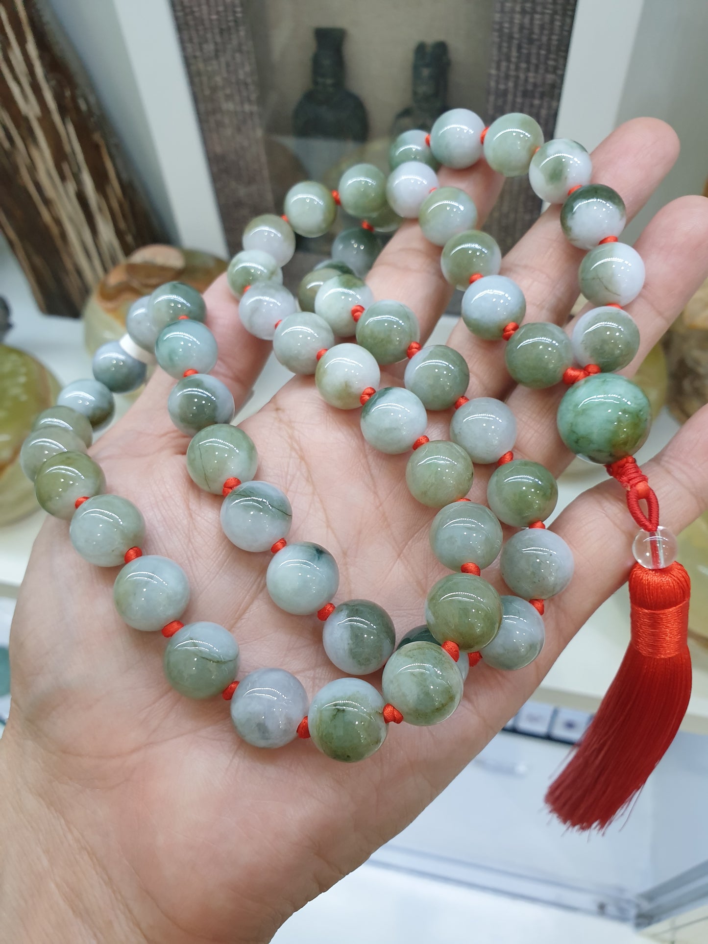 Jade Japa Mala | Two-toned Jadeite Beads - Type A | Handcrafted Meditation Beads