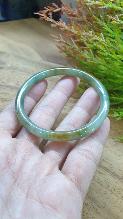 Jade Cylindrical Bangle S58 Slim Type A Burma Jadeite Natural Honey Green