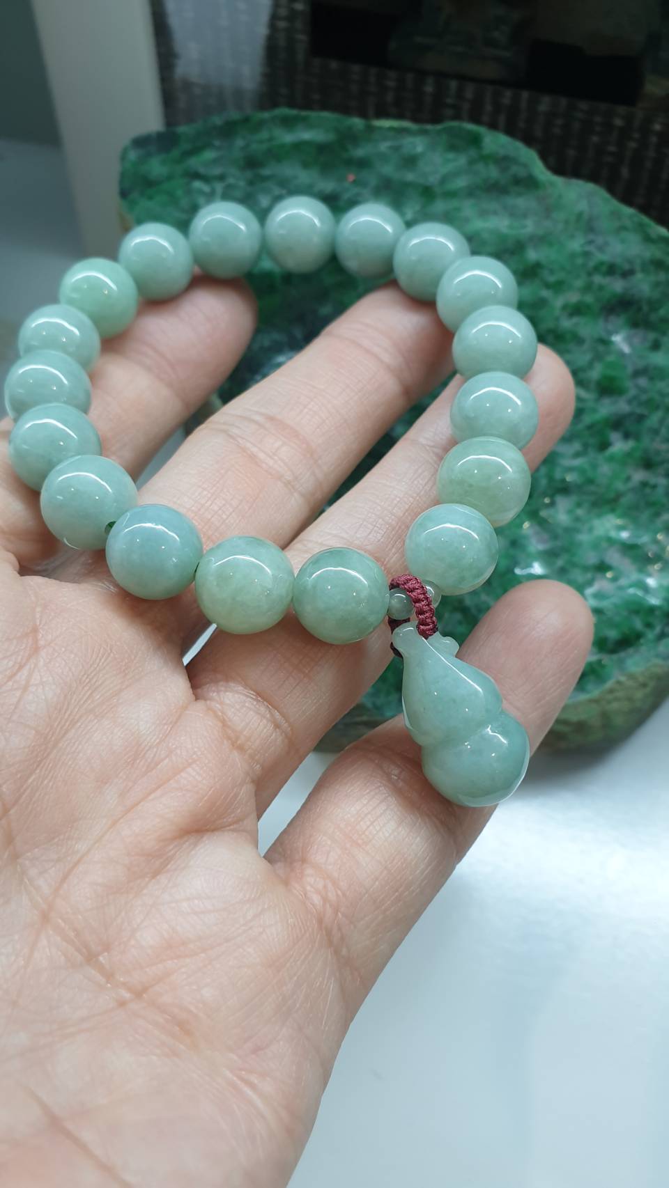 Jade Wu Lou Charmbracelet 17cm Light Green Type A Natural Myanmar Jadeite