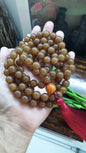 108 Brown Jade Beads Japa Mala - Handcrafted Meditation Beads