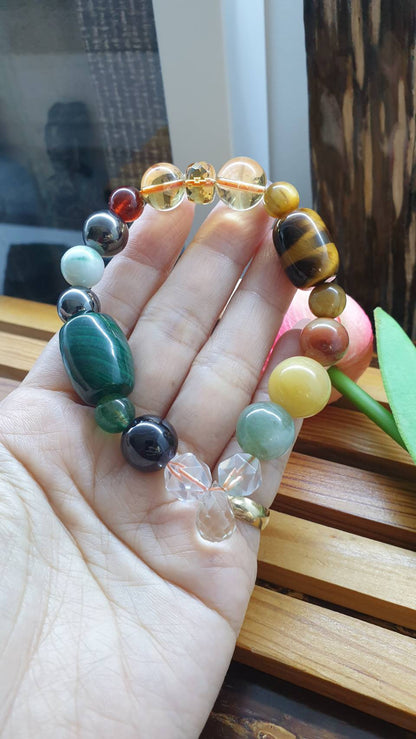 Natural Stone Beads Empowered Bracelet 17 cm - Mix Beads with Meanings