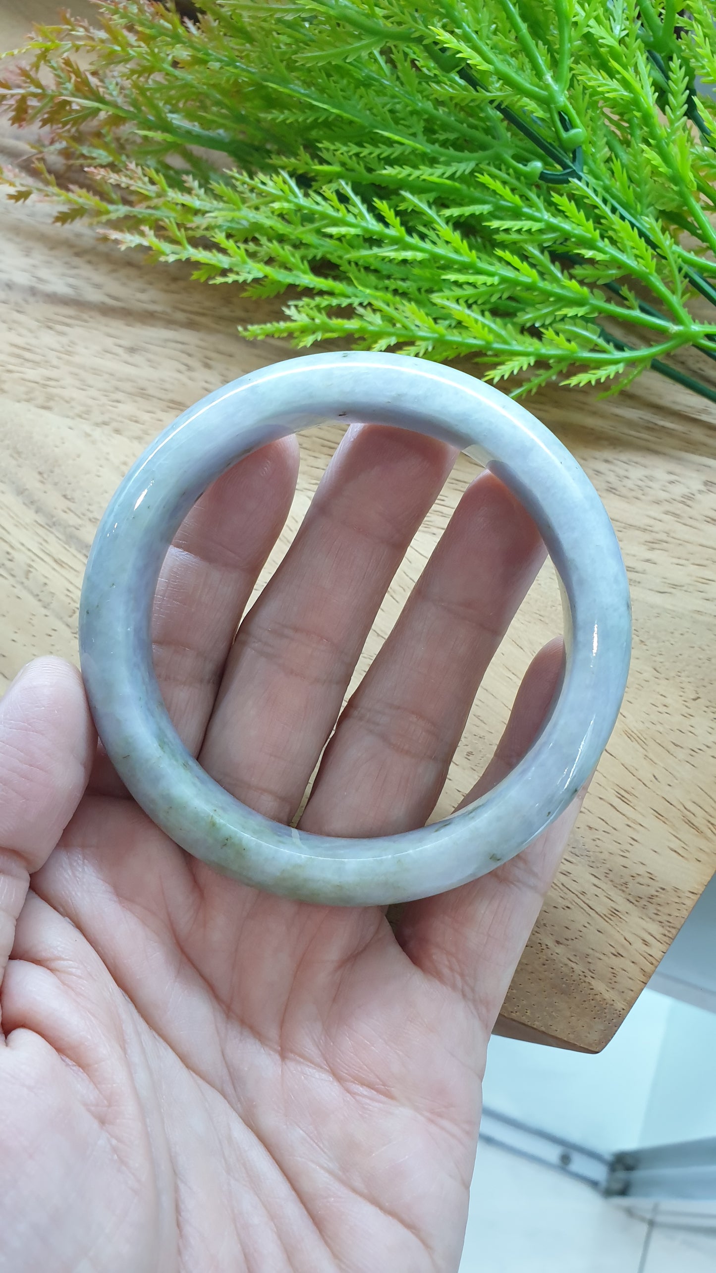 Lavender Jade Bangle S62.5 Speckled Type A Natural Burma Jadeite Fei Cui