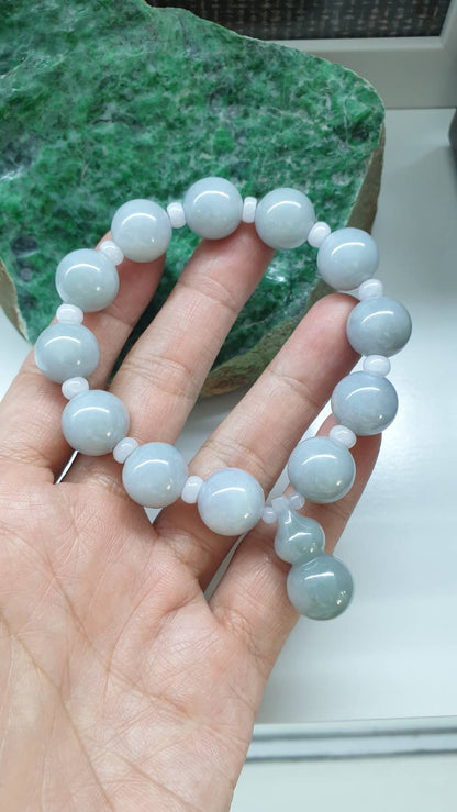 Jade Wu Lou Charmbracelet 17cm Type A Myanmar Jadeite Natural Blue Lavender