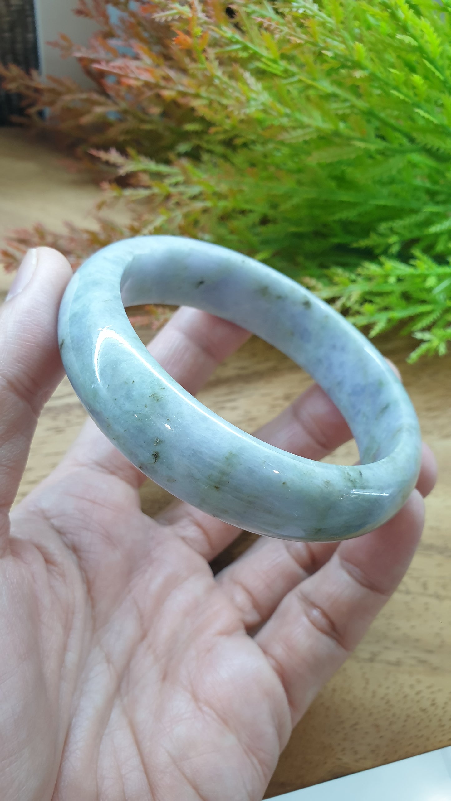Lavender Jade Bangle S62.5 Speckled Type A Natural Burma Jadeite Fei Cui