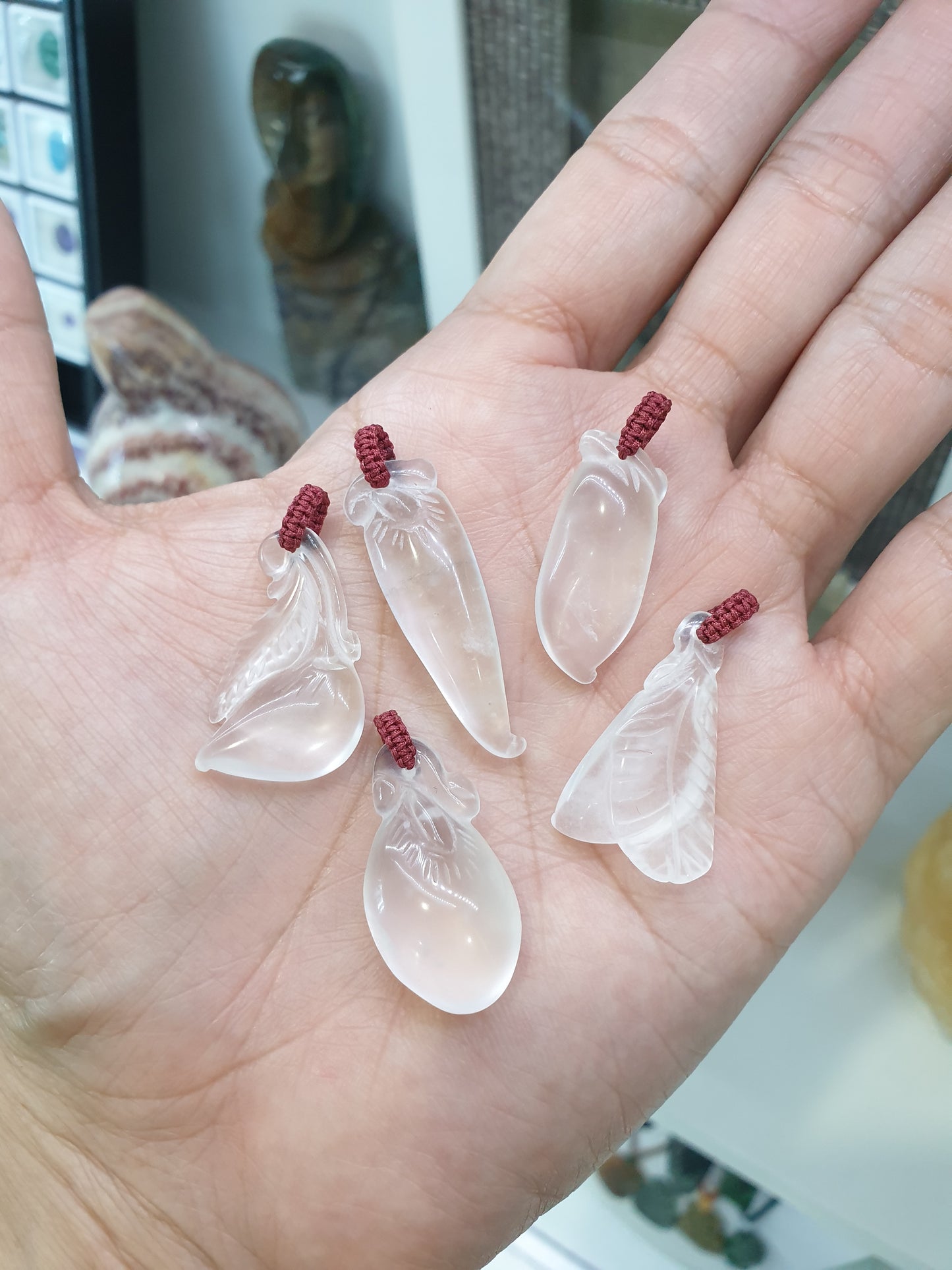 Quartz Lucky Charm Pendant | Natural Clear Quartz | Handwoven Thread Bail