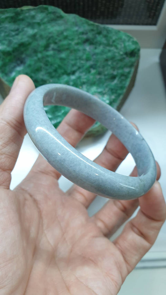 Jade Vintage Bangle S62 Blue Ash Type A Natural Myanmar Jadeite