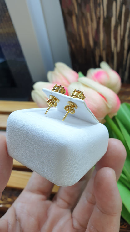 9K Gold Citrine Stud Earrings Natural Gemstones and Solid Gold