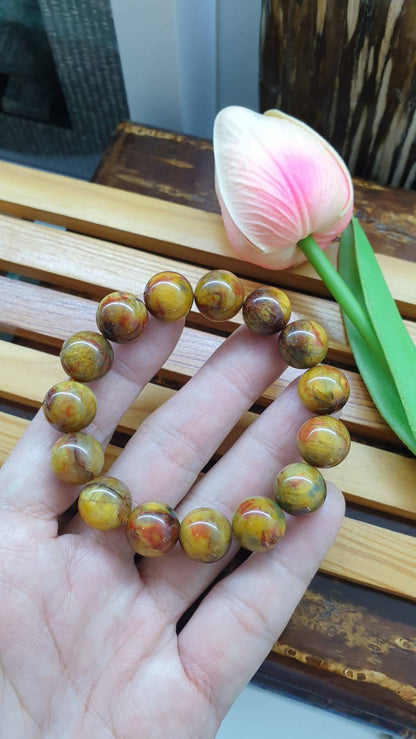 Golden Pietersite Bracelets 17 cm, Natural Gemstone Beaded