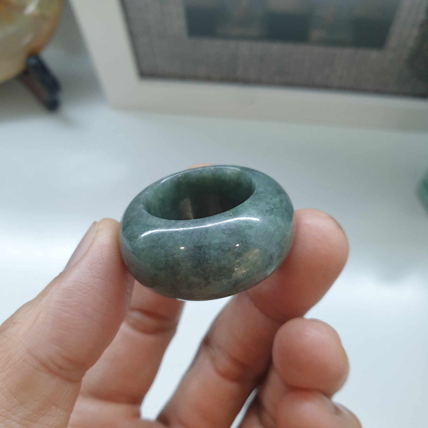 Gray Jade Domed Ring (12.25 US) | Type A Natural Jadeite