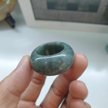 Gray Jade Domed Ring (12.25 US) | Type A Natural Jadeite